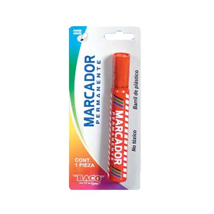 Marcador baco permanente plastico rojo c/12