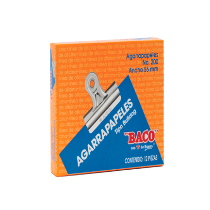 Agarrapapel baco bull-dog no.200 azul 55mm c/12