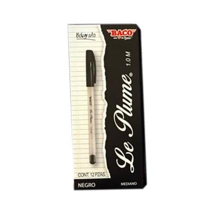 Boligrafo baco le plume 1.0mm negro caja c/12