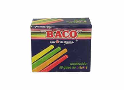 Gis baco colores cajita c/50 piezas