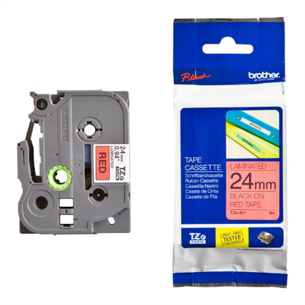 Cinta Brother Tz-451 Negro/Rojo 24mm