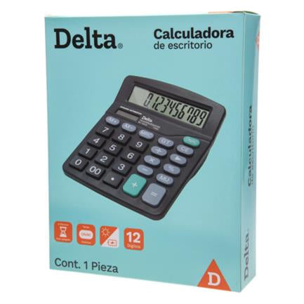 Calculadora Barrilito Delta Escritorio 12 Dígitos 13.2x11 cm Batería de Botón
