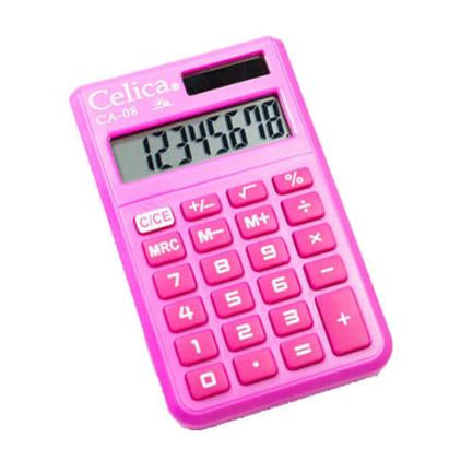 Calculadora celica de bolsillo 8 digitos rosa