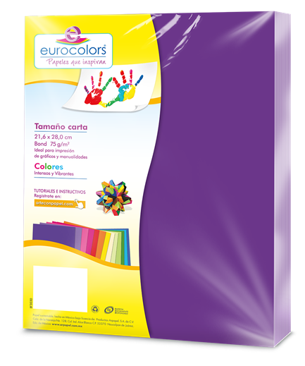 Papel cortado eurocolors carta morado c/100