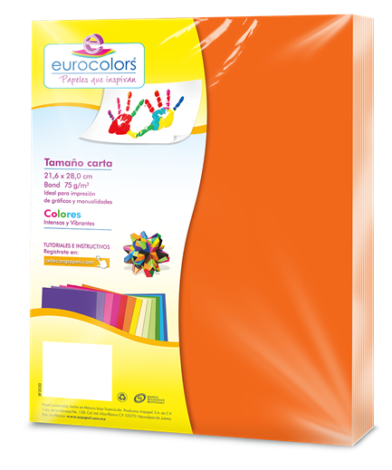 Papel cortado eurocolors carta naranja zanahoria c/100