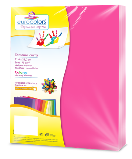 Papel cortado eurocolors carta rosa neon c/100