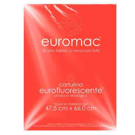 Cartulina euromac fluorescemte rojo 47.5x66cm  c/10