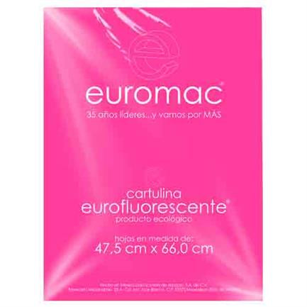Cartulina euromac fluorescente rosa 47.5x66cm  c/10