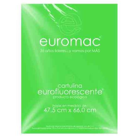 Cartulina euromac fluorescente verde 47.5x66cm c/10