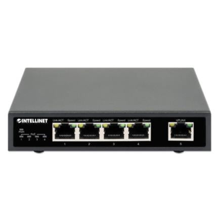 Switch Intellinet PoE+ con 5 Puertos Gigabit Color Negro