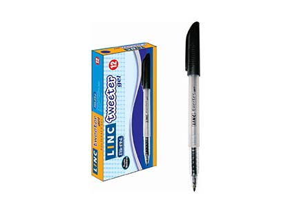 Boligrafo linc tweeter gel economico negro caja c/12 pzas
