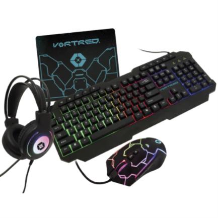 Kit Gamer Vortred Alámbrico 4 en 1 Gear Up Color Negro