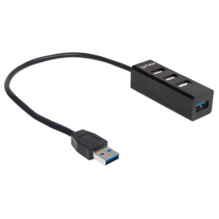 Hub Manhattan Combo 1 Puerto USB 3.0/3 Puertos USB 2.0 Color Negro