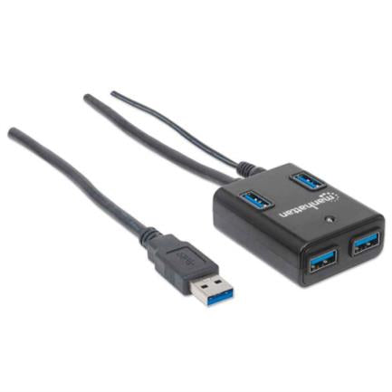 Hub Manhattan USB 3.0 Súper Velocidad 4 Puertos Color Negro