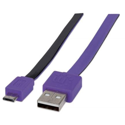 Cable Manhattan Plano Alta Velocidad Micro-B USB 1m Color Negro-Morado