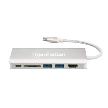 Dock Manhattan Replicador Puertos USB Tipo-C 6 en 1 HDMI/RJ45/USB