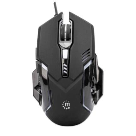 Mouse Manhattan Gaming Óptico LED 6 Botones Color Negro