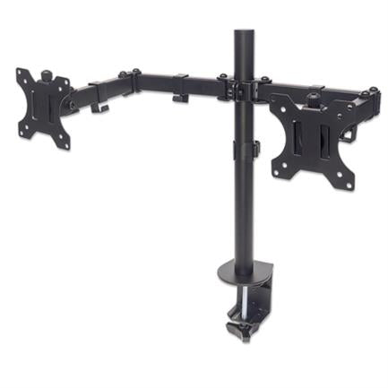 Soporte Monitor Manhattan Universal para 2 Monitores 13" a 32" Brazos Doble Articulación Color Negro