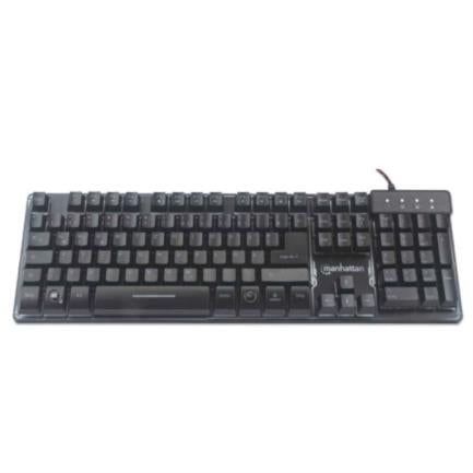 Teclado Gaming Manhattan USB 19 Teclas Multimedia Retroiluminación LED Color Negro