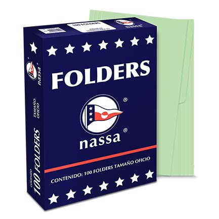 Folder nassa premium oficio verde c/100 piezas