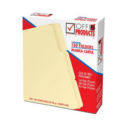 Folder offiz manila carta 3 pocisiones c/100