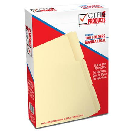 Folder offiz manila legal 3 pocisiones c/100