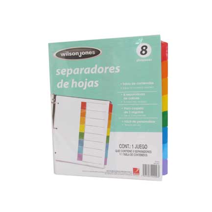 Separador Acco 8 Divisiones Papel Blanco