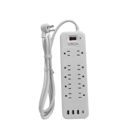 Supresor de Picos Vica USB 9P con 10 Tomas 3 Puertos USB y 1 Toma Tipo C