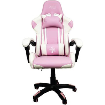 Silla Stylos Gamer Brazo Ajustable Color Blanco-Rosa