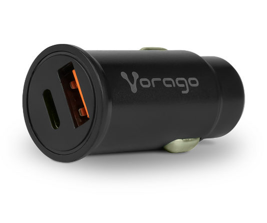 Cargador para Auto Vorago AU-305 Carga Rápida PD 20W USB-C/USB-A Color Negro