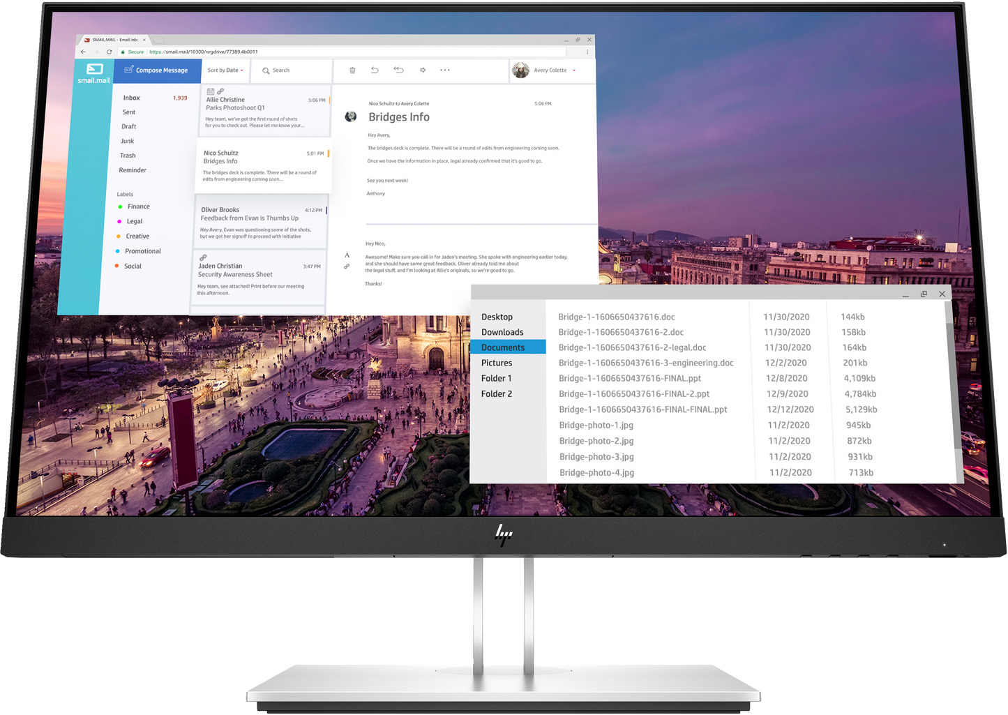 Monitor HP LED EliteDisplay E23 G4 23" FHD Resolución 1920x1080 Panel IPS