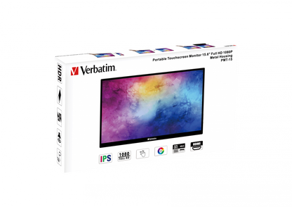 Monitor Verbatim Portátil 15.6" Full HD Touch Resolución 1920x1080 Color Negro