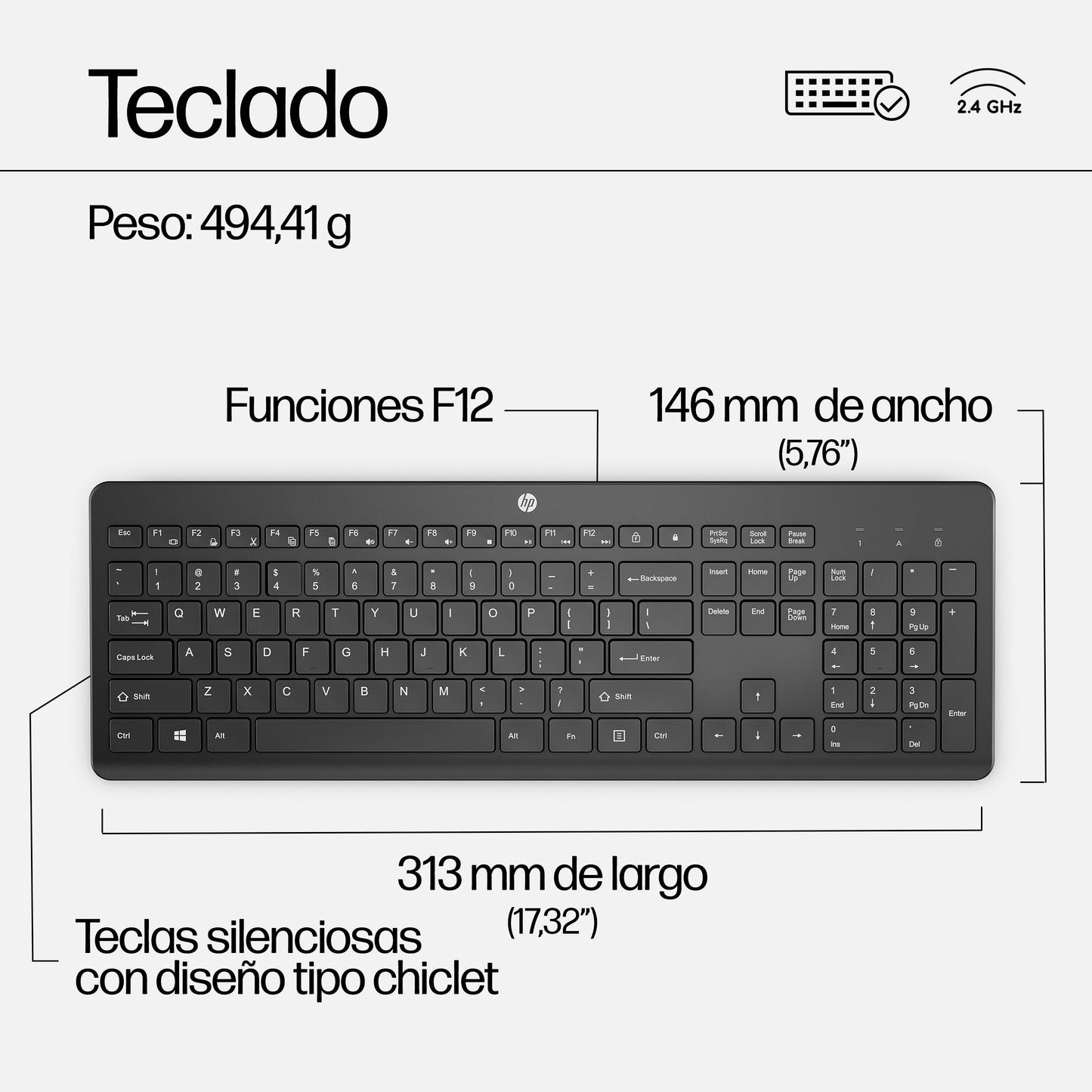Kit Teclado y Mouse HP Inalámbrico 230 Color Blanco